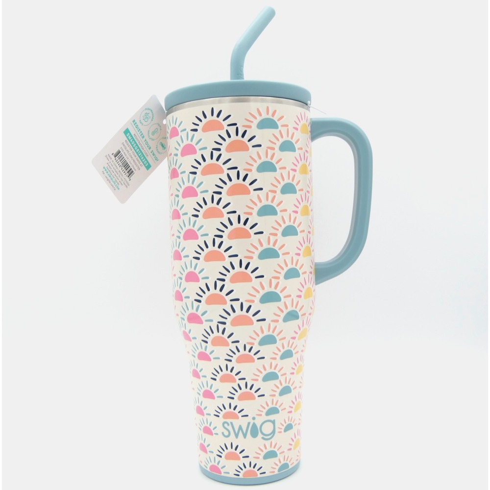 Swig Life Insulated Stainless Steel Mega Mug 40 oz w/ Handle & Straw Hot & Cold